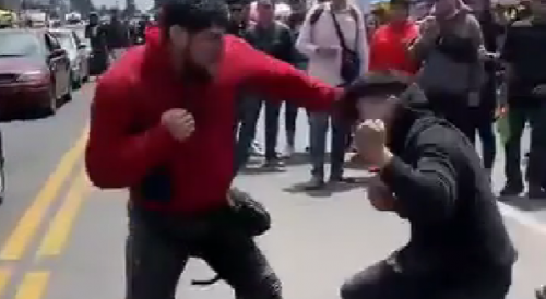 Colombian Bikers Throwing Hands