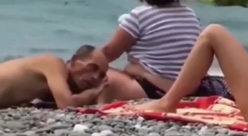 man is fascinated on his first time at the beach(repost)