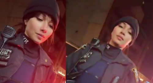 Man tries to flirt with an NYPD officer, and she starts blushing