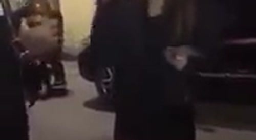 Drunk Russian knocks a woman out